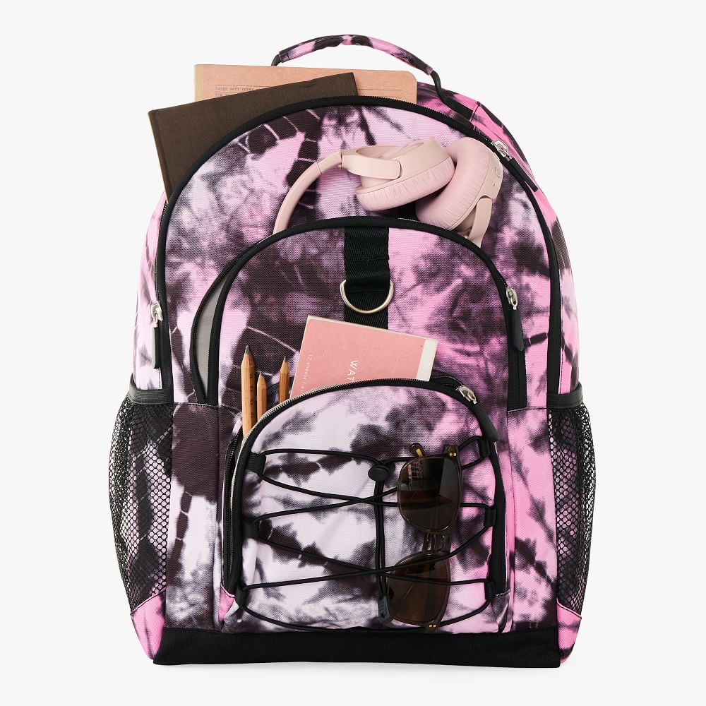 Santa Cruz Tie-Dye Pink/Black Backpack & Slim Water Bottle Bundle