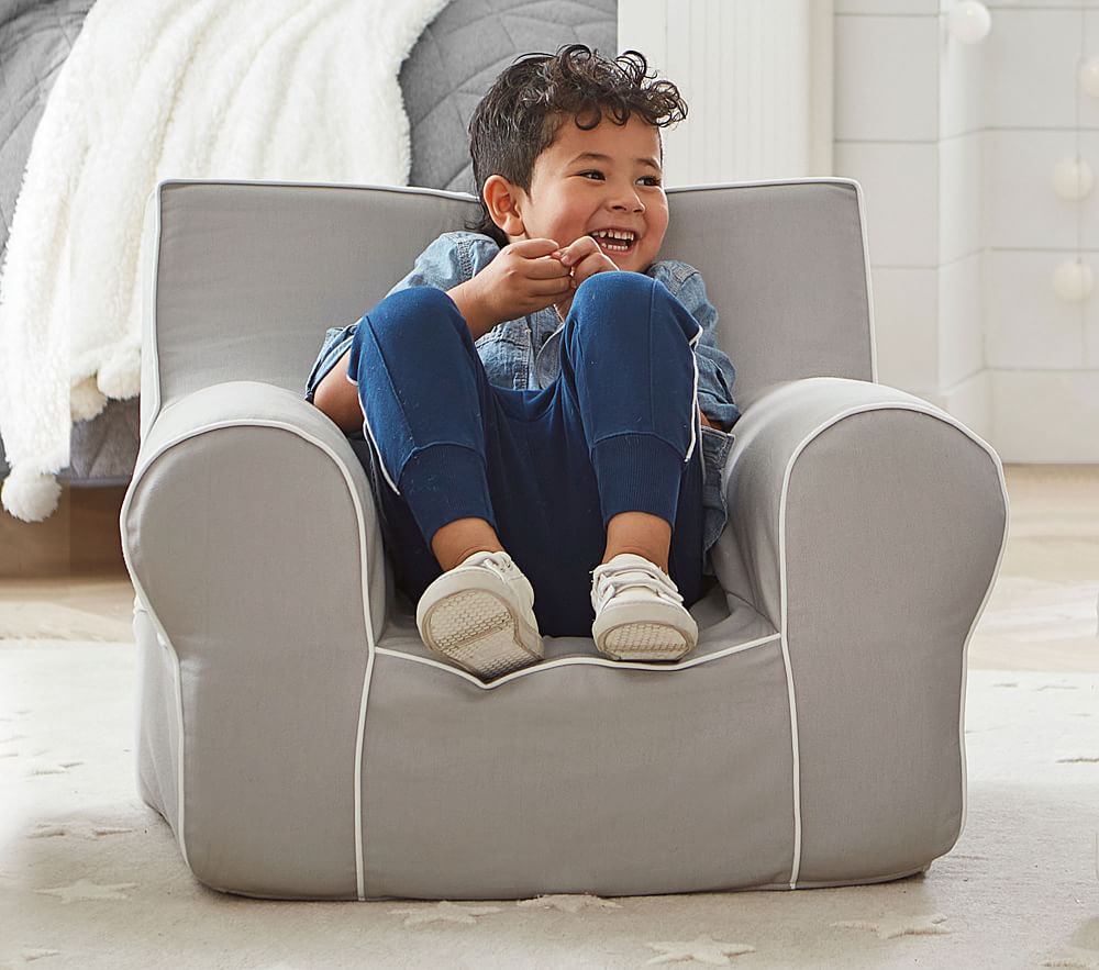 Shop Gray with White Piping Anywhere Chair Slipcover Only online